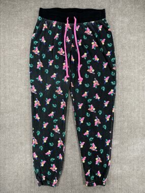 Joe Boxer Tropical Parrot Pajama Pants Womens Small Drawstring Joggers Black